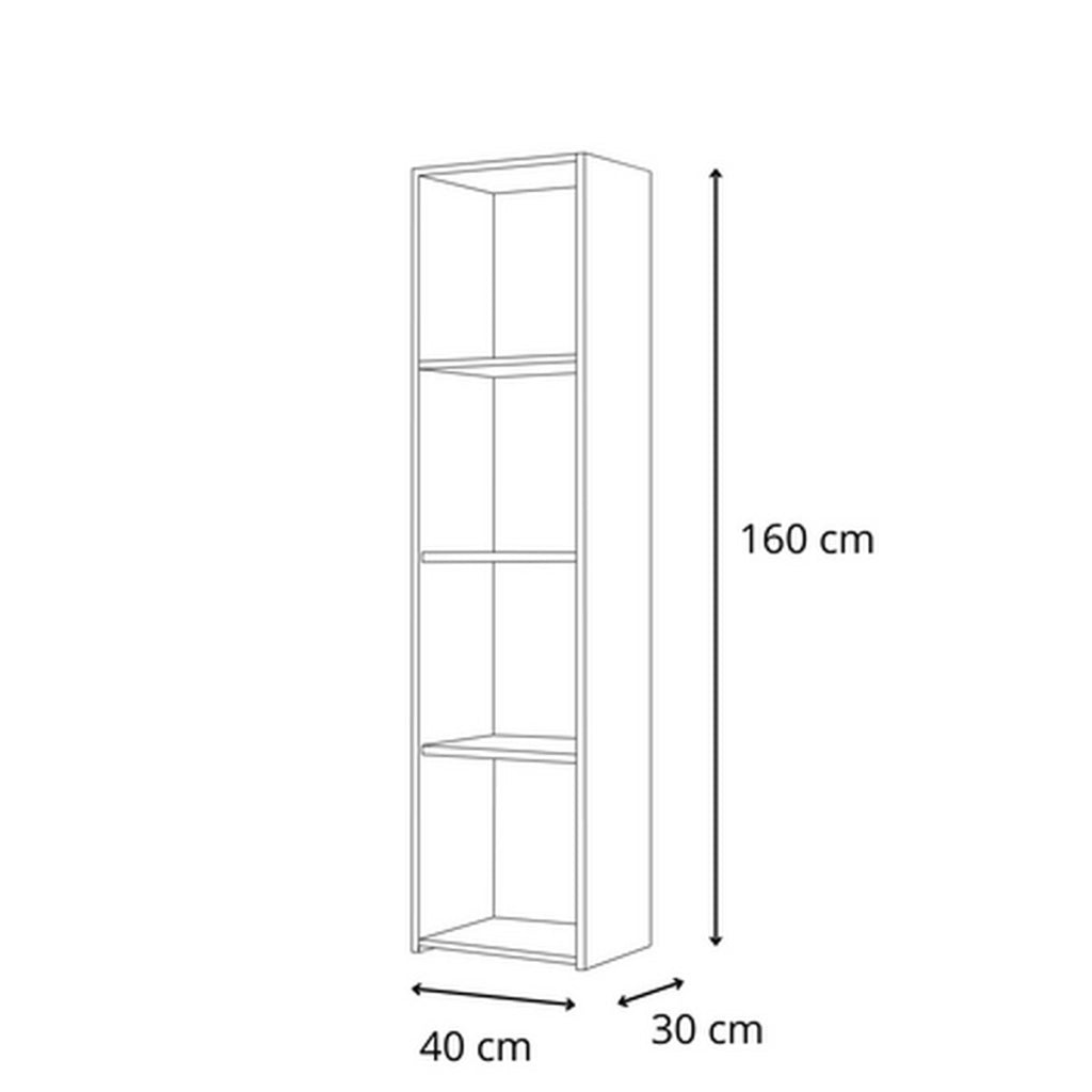 Libreria chiusa LONI 160x40 cm grigia con anta e ripiani interni