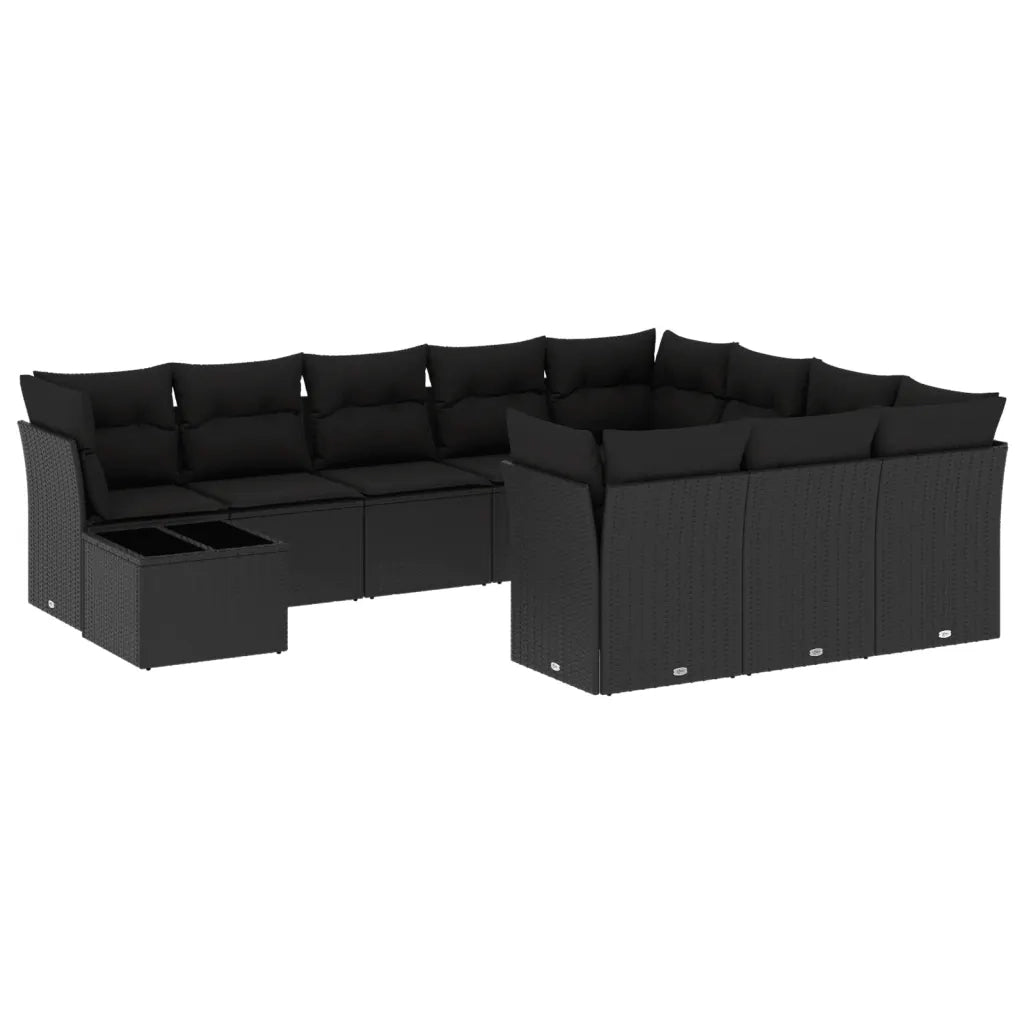 Set Divani da Giardino 11 pz con Cuscini in Polyrattan Nero 3218255