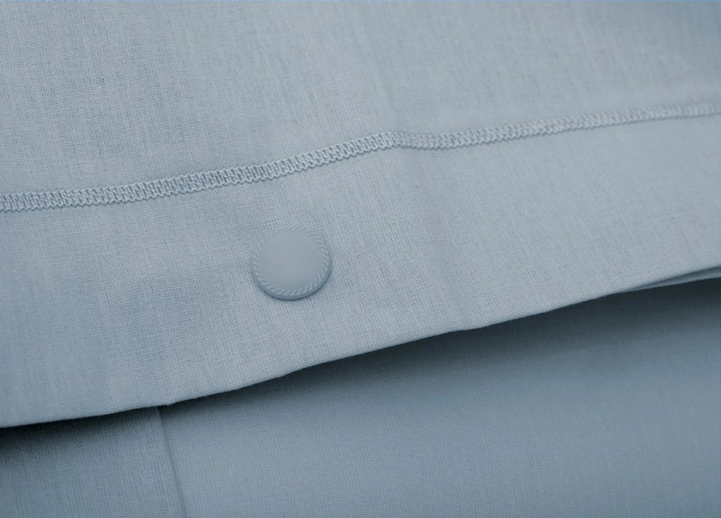 Coppia 2 Federe Cuscino Letto 100% Cotone Tinta Unita Sfoderabile Bottoni Laterali - Federe - Azzurro