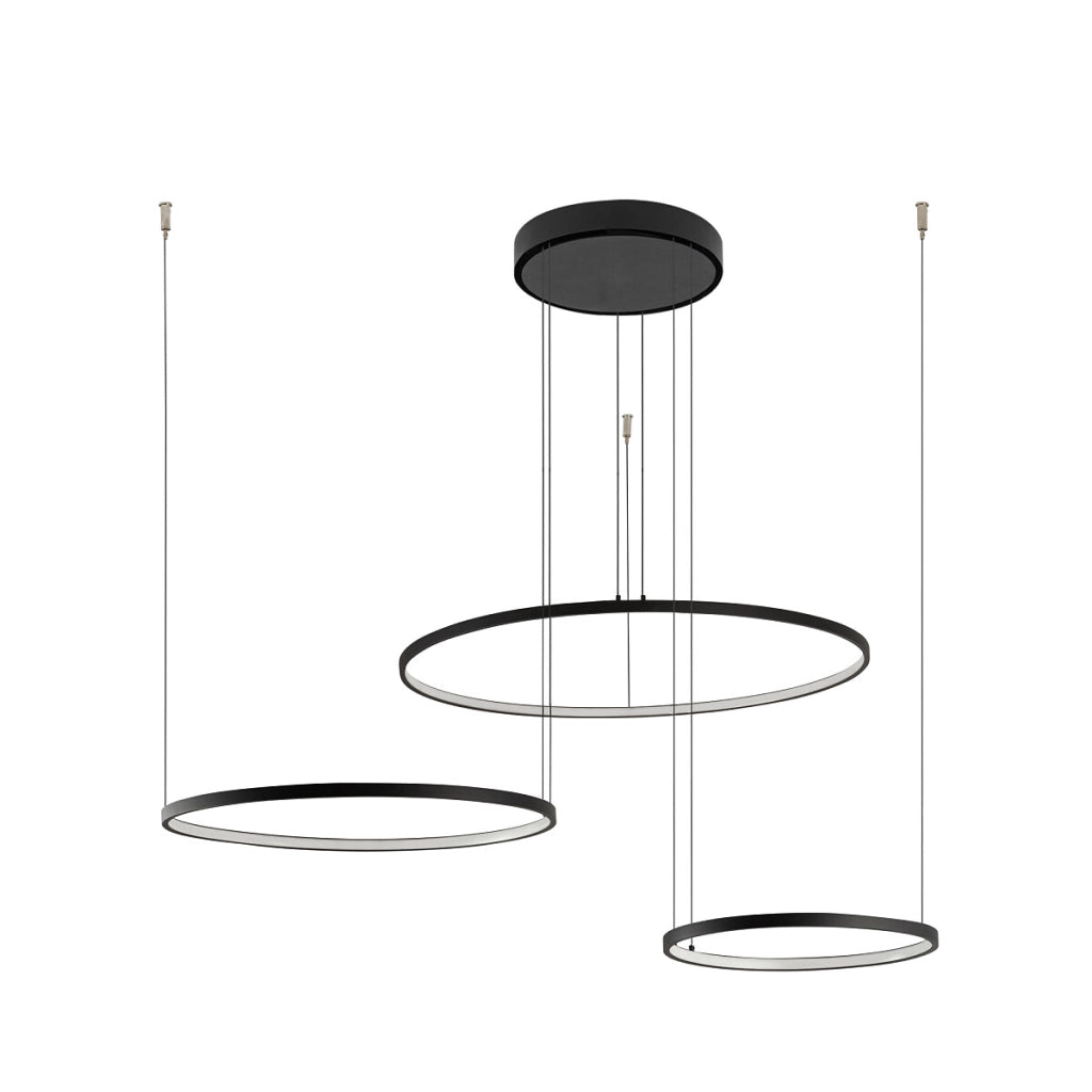 Lampada sospesa nera triplo anello LED Circolo 3000K Nowodvorski