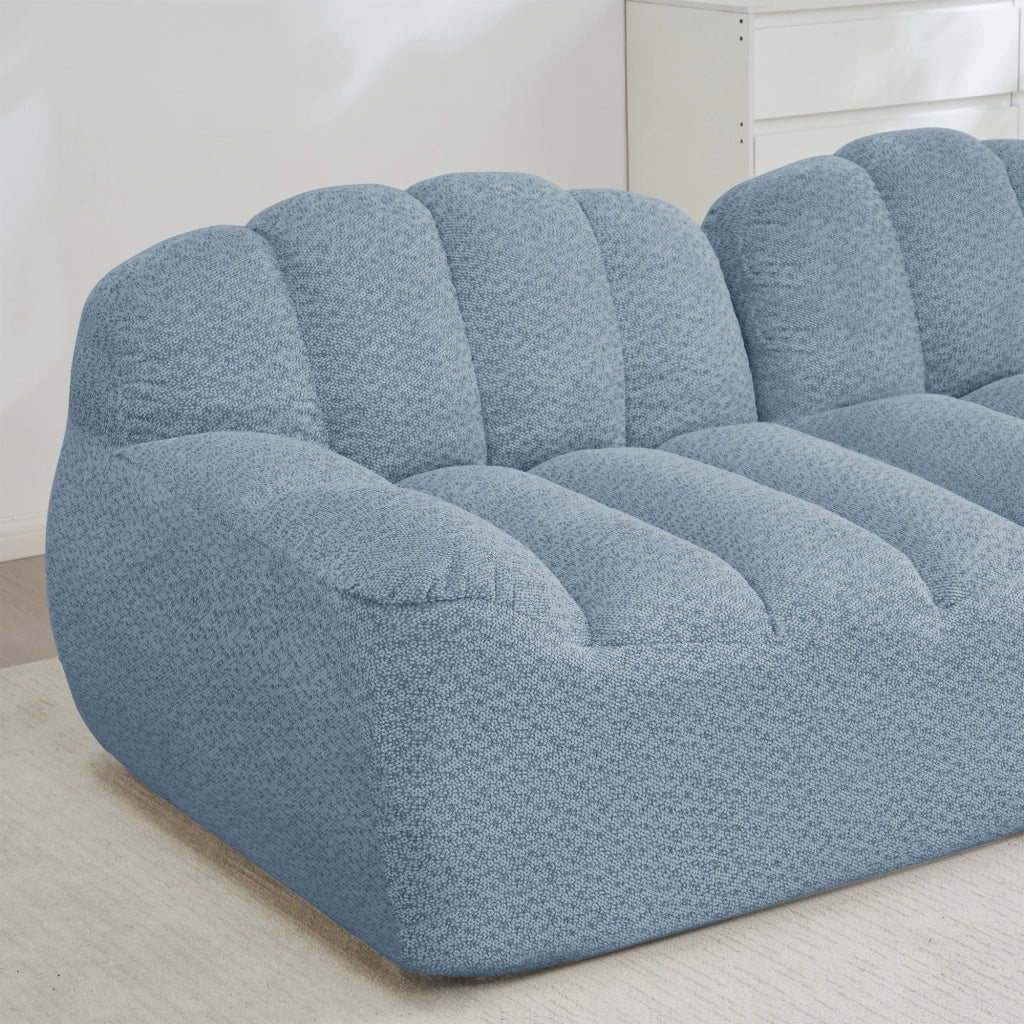 Divano Modulare 4 Posti con Ottoman ¨C Xylo ¨C Blu, Tessuto Morbido