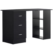 Scrivania PC con 3 Ripiani e 3 Cassetti per Camera e Ufficio. in Legno MDF. 120x49x72 cm. Nera