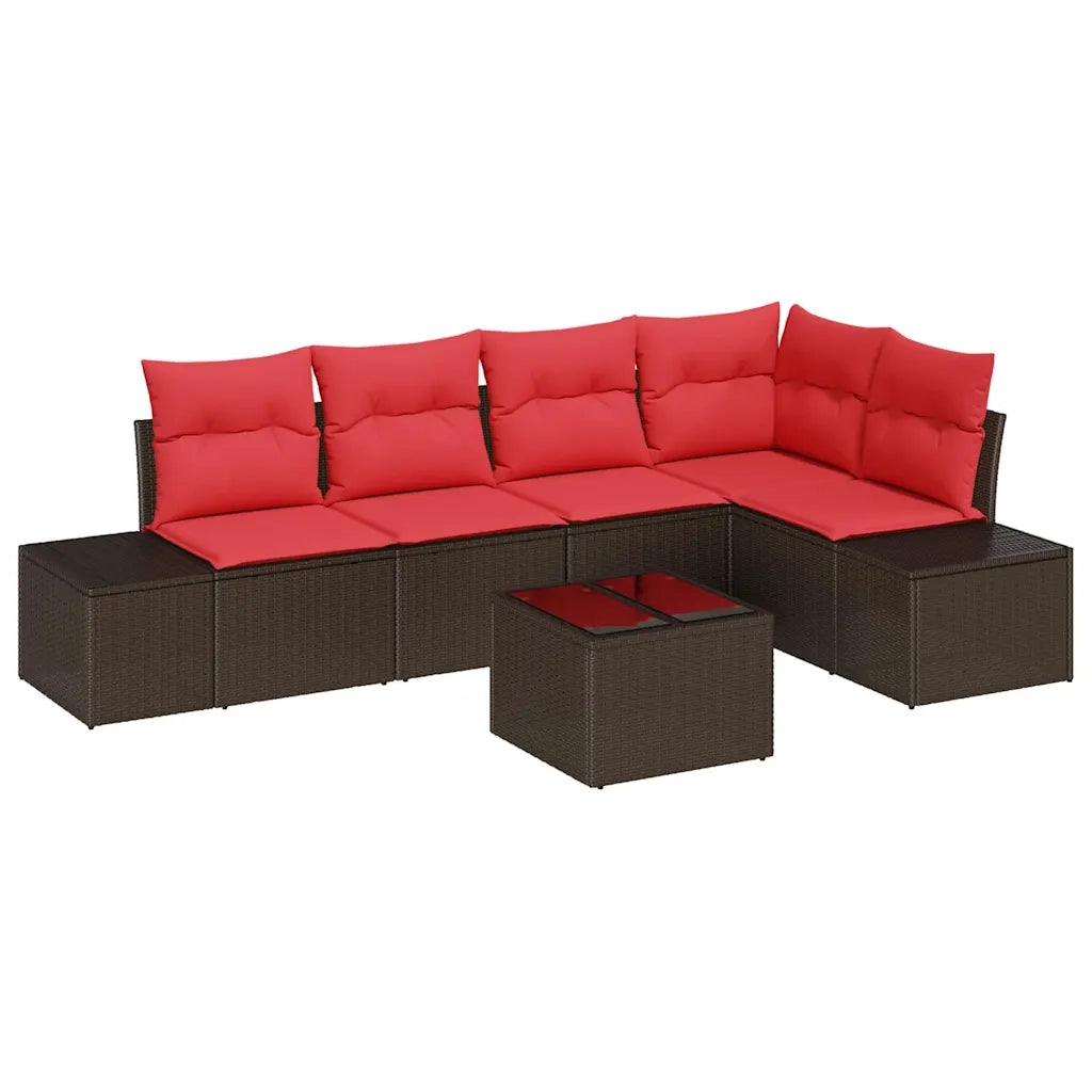 Set Divano da Giardino Marrone e Rosso polyrattan 3355743