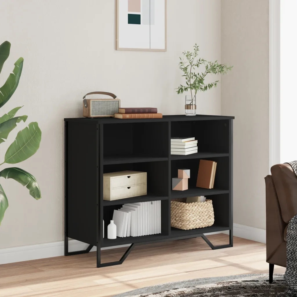 Credenza Nera 91x35,5x74,5 cm in Legno Multistrato 848549