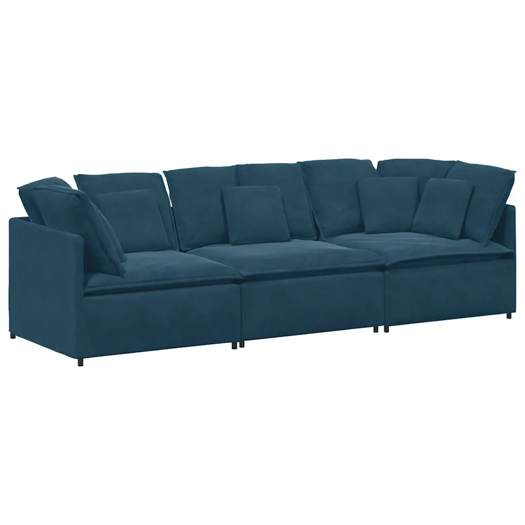 Divano Modulare con Cuscini in Velluto Blu 3321278