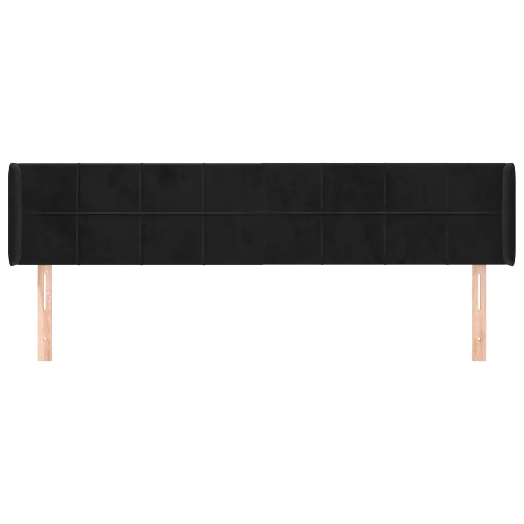 Testiera | Testata ad Orecchio Nera 183x16x78/88 cm in Velluto