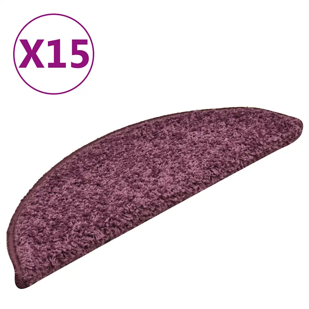 Tappetini per scale 15 pz 56x17x3 cm Viola scuro semicircolari 322384