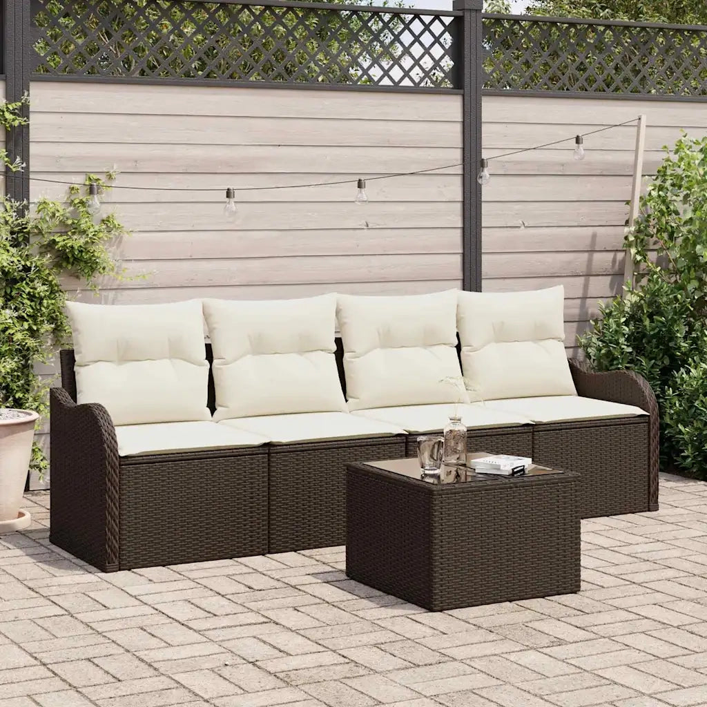 Set Divano da Giardino Marrone polyrattan