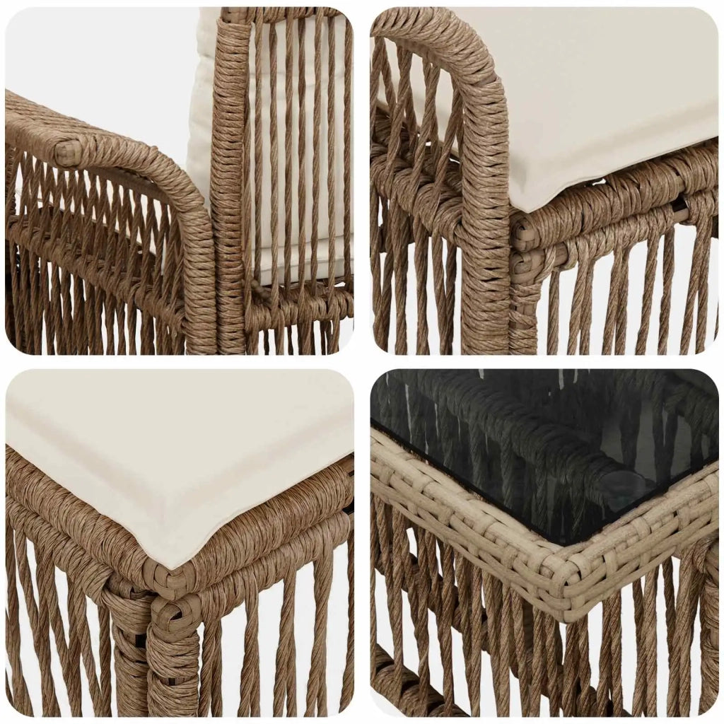 Set Divano da Giardino 7 pz Beige e Bianco Crema polyrattan 3436596