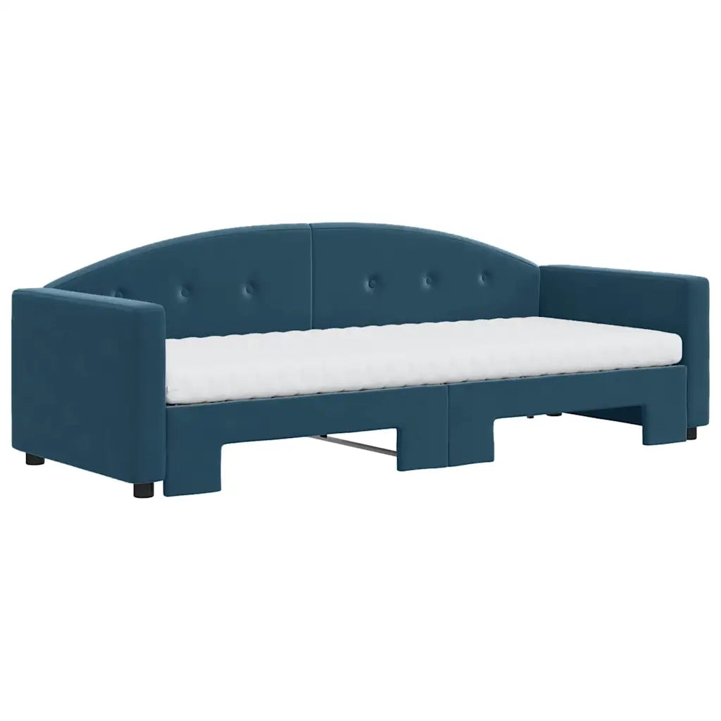 Divano Letto Estraibile con Materassi Blu 80x200 cm Velluto 3197317
