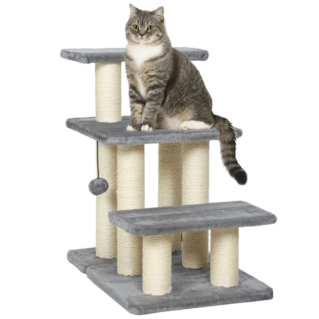 Scala per Cani 3 Gradini 54cm ¨C Xylo ¨C Con Tiragraffi in Sisal e Palla Gioco