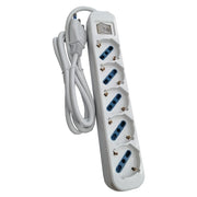 Multipresa Ciabatta Elettrica 5 Schuko 10/16A Bianca con Interruttore