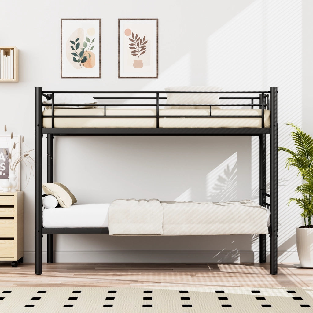 Etagenbett mit Sicherheitsgel?nder metallo nero 90x200 cm