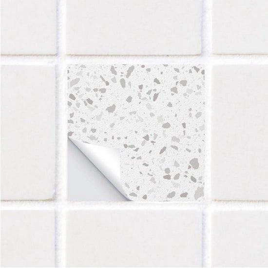 Tegelstickers autoadesivi Bianco Terrazzo Design per cucina e bagno - Set da 10 pezzi