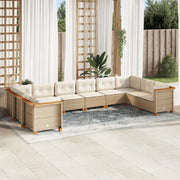 Set Divano da Giardino 10 pz con Cuscini Beige in Polyrattan 3262021