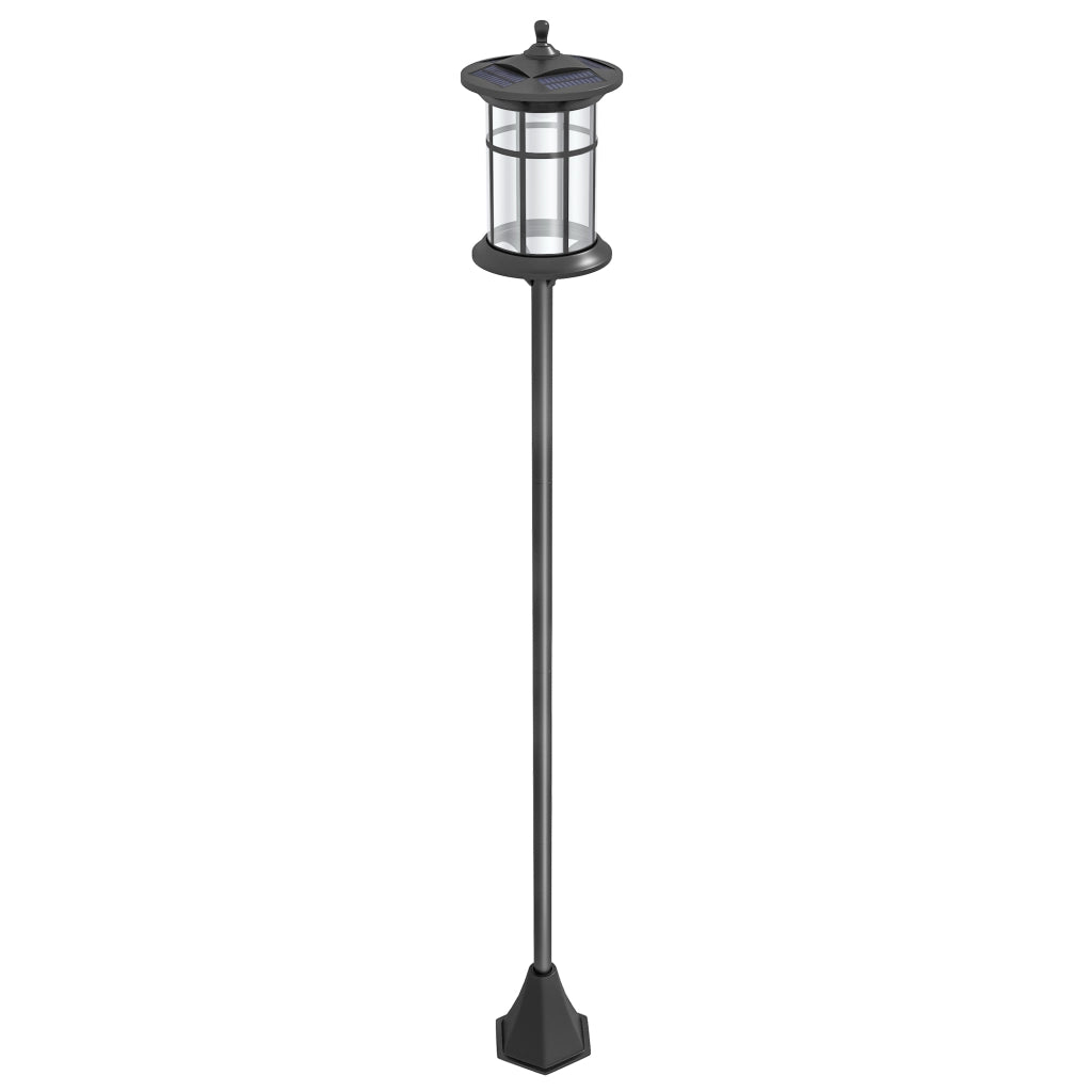 Lampione Solare da Giardino Alto 184cm con Luce LED Bianco Freddo e IP44, Nero