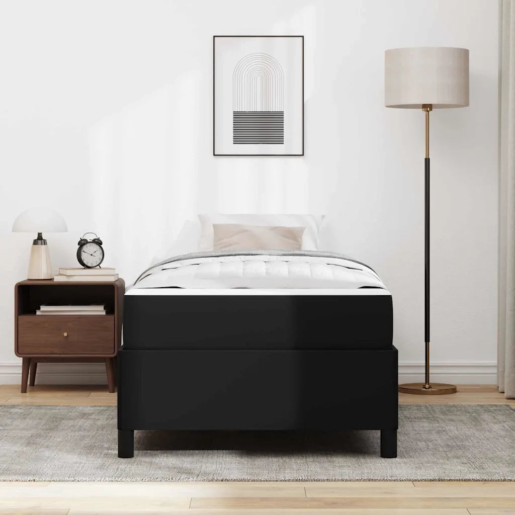 Letto singolo | Letto per adulti | Struttura del letto con materasso Nero 80 x 200 cm Tessuto