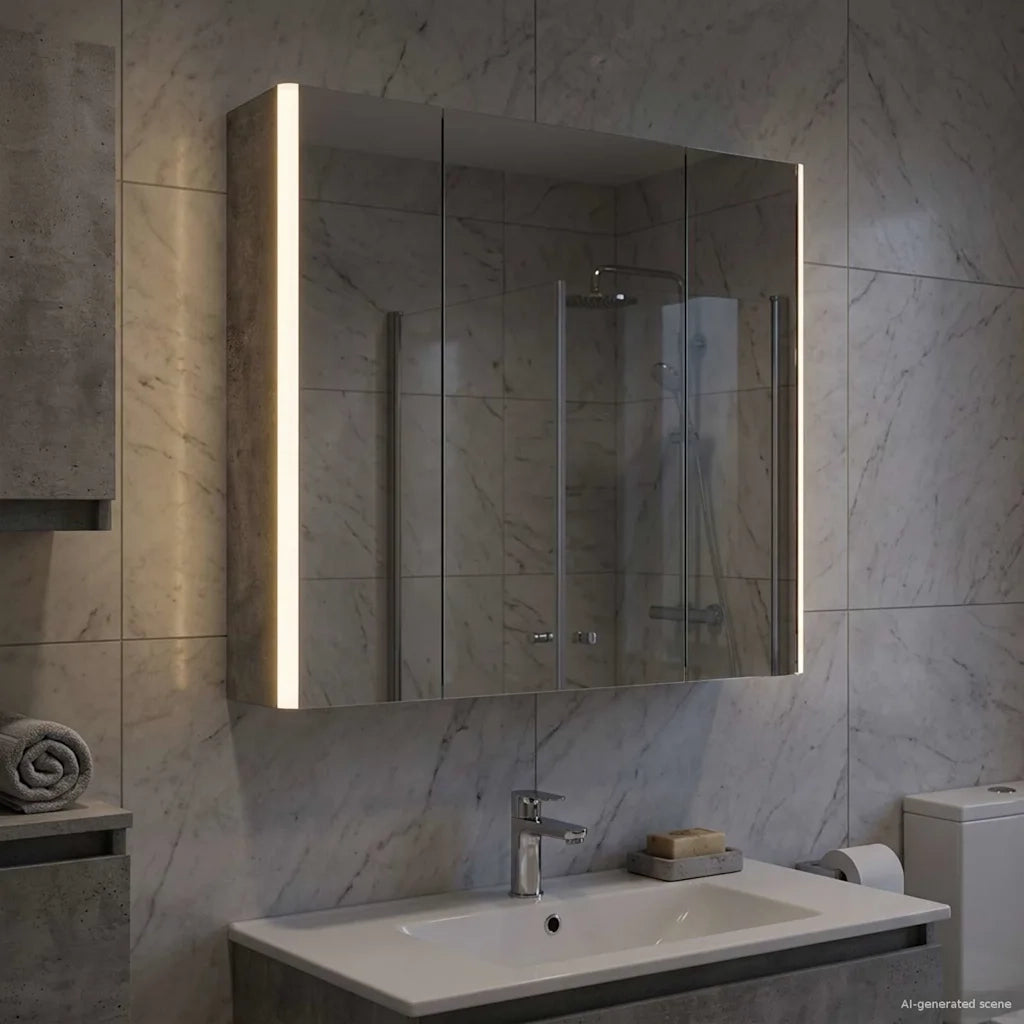 Mobiletto per specchio da Bagno | Armadio da bagno Grigio cemento