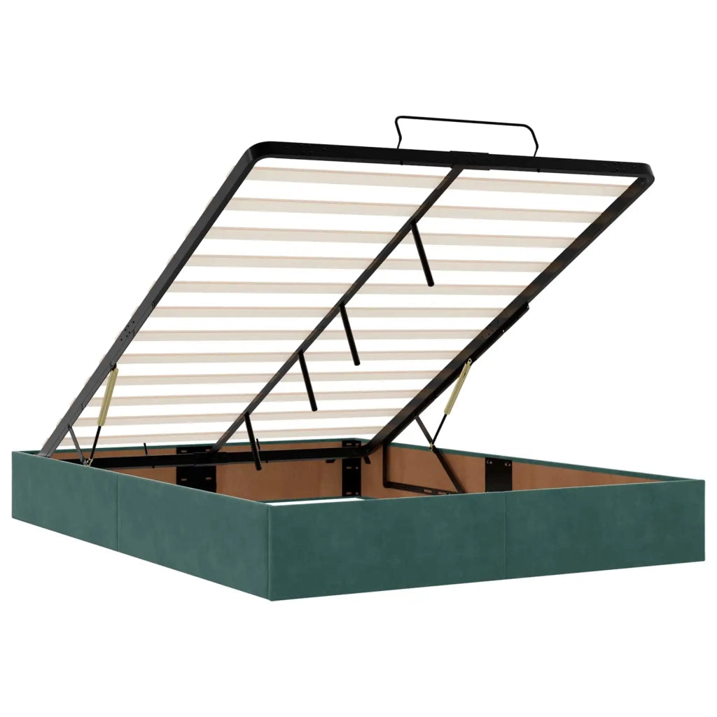 Letto ottomano con materasso Verde Scuro 140 x 190 cm Velluto 3457650