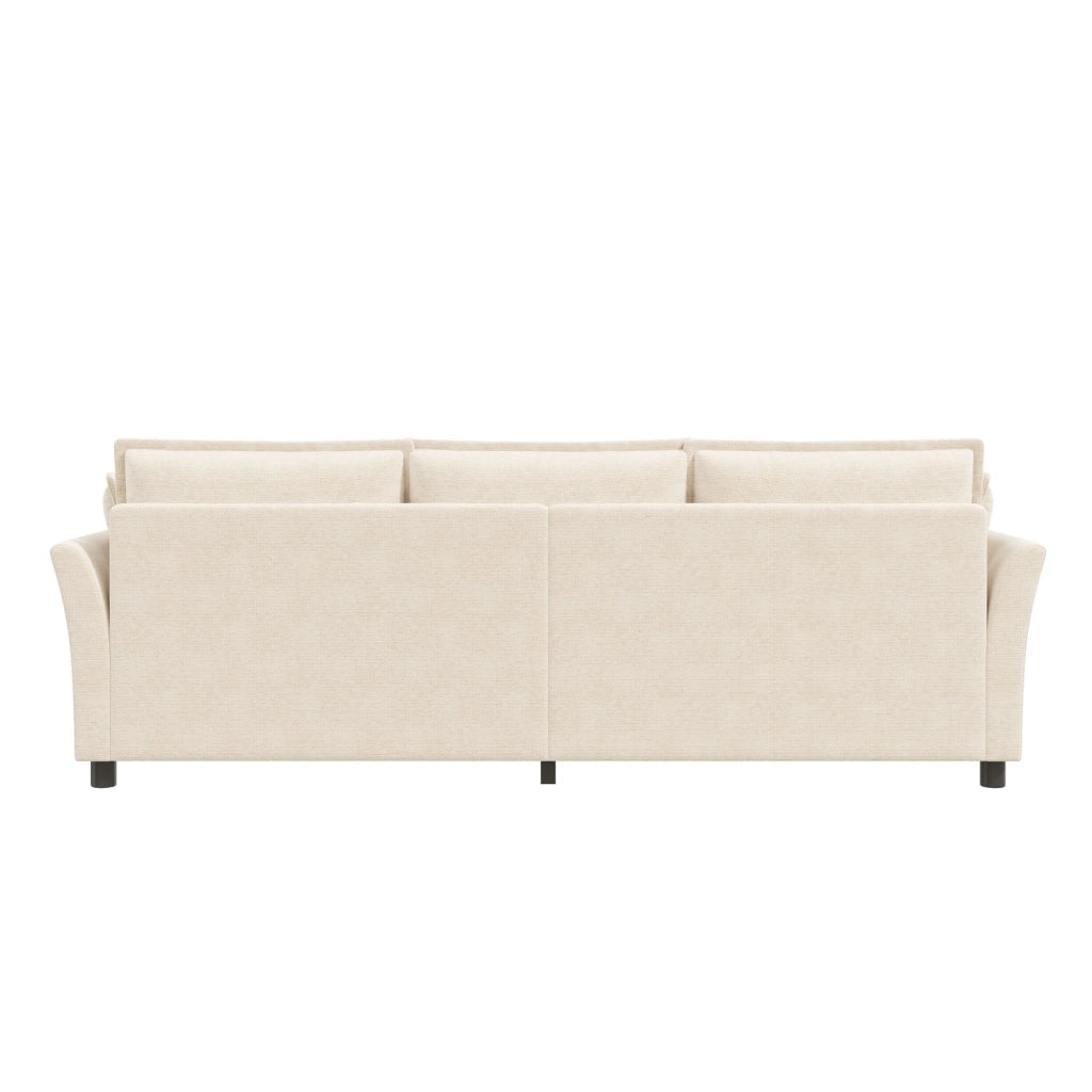 Divano modulare 3 posti con 2 poltrone e cuscini; in chenille beige