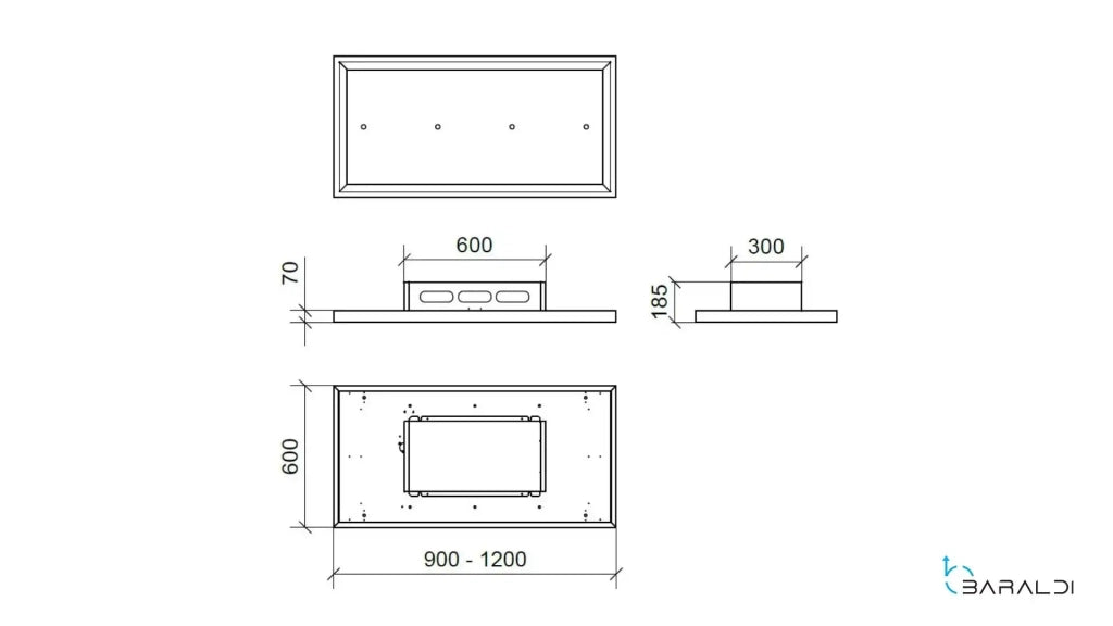 Cappa a soffitto GEA FREE cm 120X60 - Inox - 900 m3/h