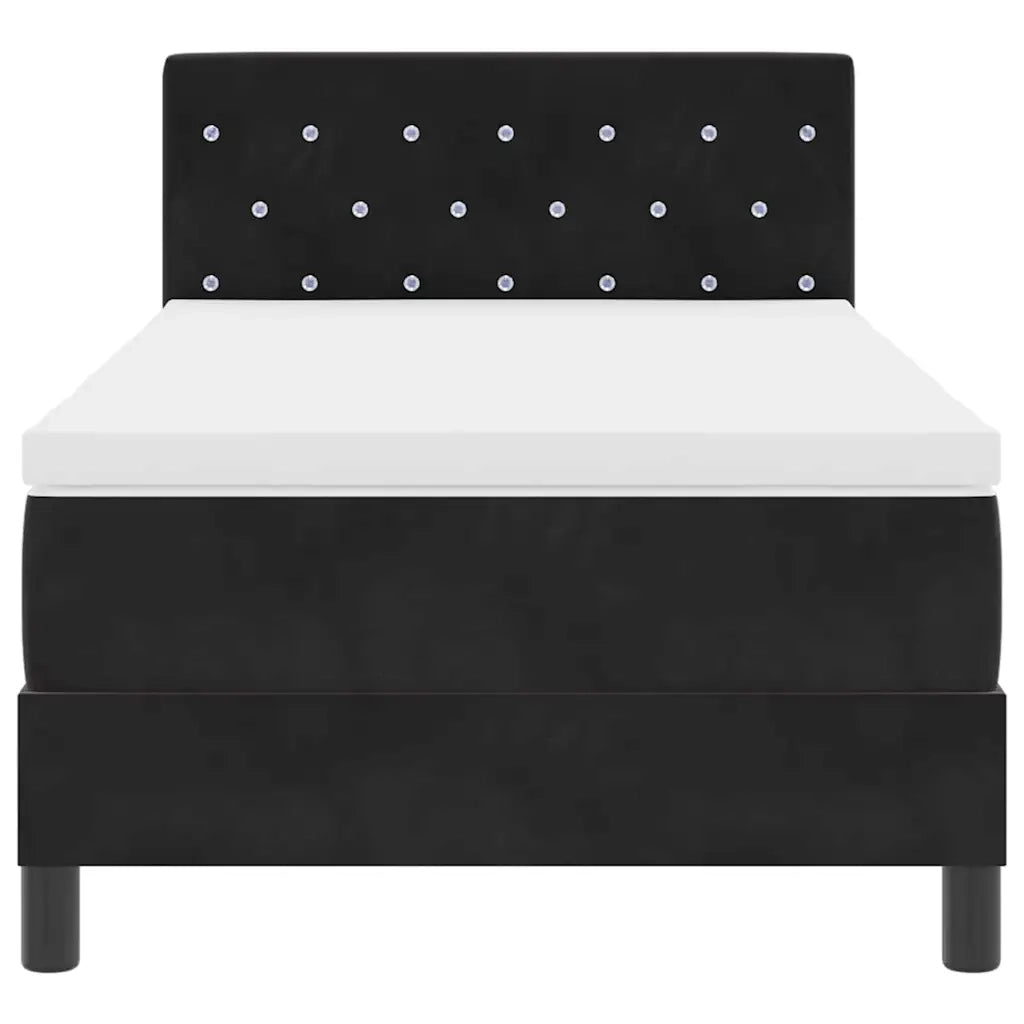 Letto a Sorgente LED con materasso Nero 100 x 200 cm Velluto 3342568