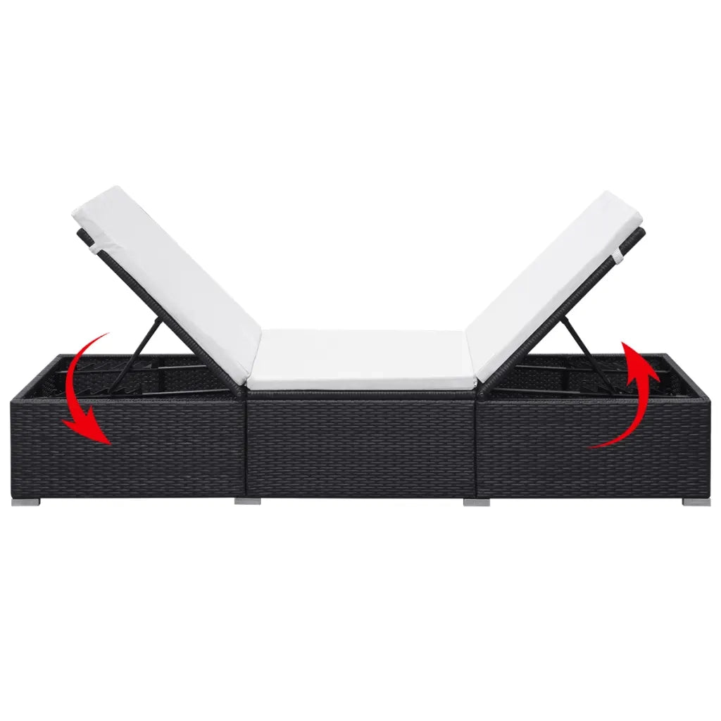 Lettini Prendisole con Cuscini 2 pz in Polyrattan Nero 277088