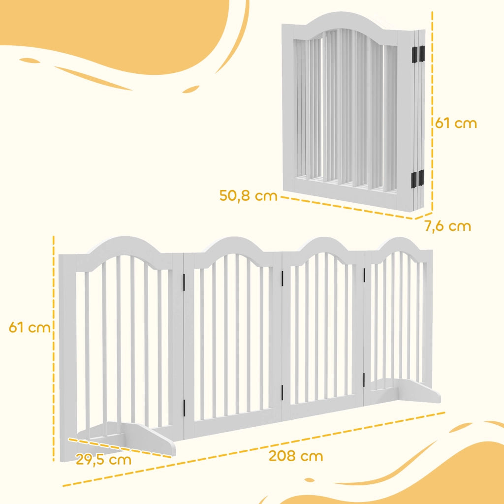 Cancello per cani pieghevole ¨C Minimal ¨C MDF/legno massello, 4 pannelli, bianco