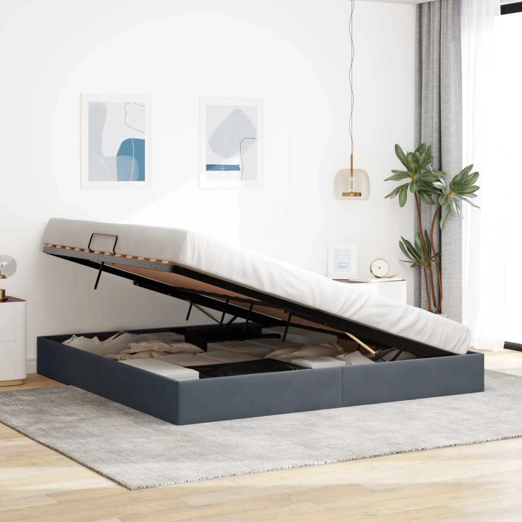 Letto ottomano Grigio Scuro 200 x 200 cm Velluto 3442905