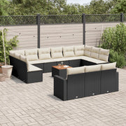 Set Divani da Giardino 14pz con Cuscini in Polyrattan Nero 3256693