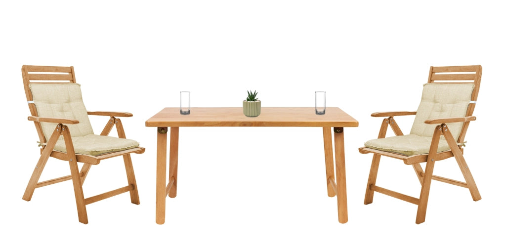 Set Cuscini Sedia Con Schienale Imbottiti Con Laccetti Banda Elastica 40 x 80 Cm Panna - 4 Pezzi