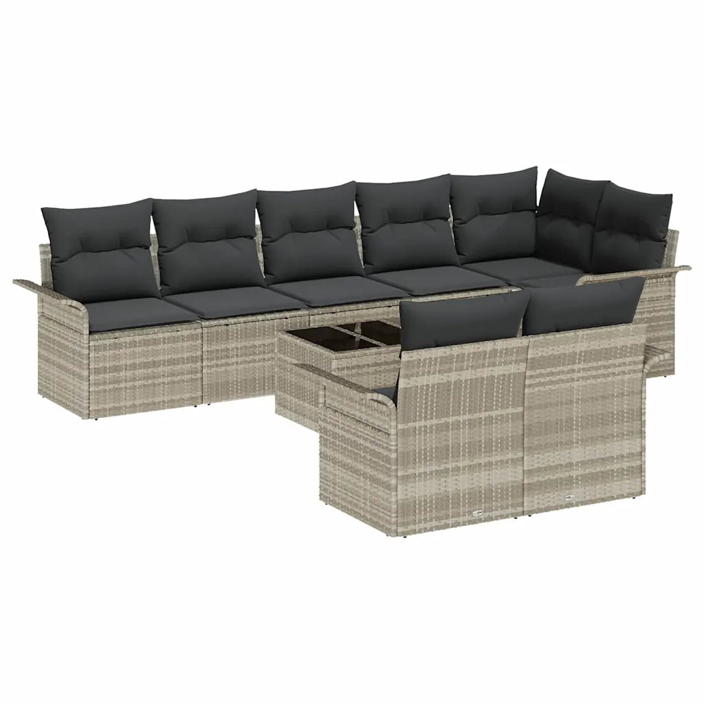 Set Divano da Giardino 9 pcs Grigio chiaro polyrattan 3354091