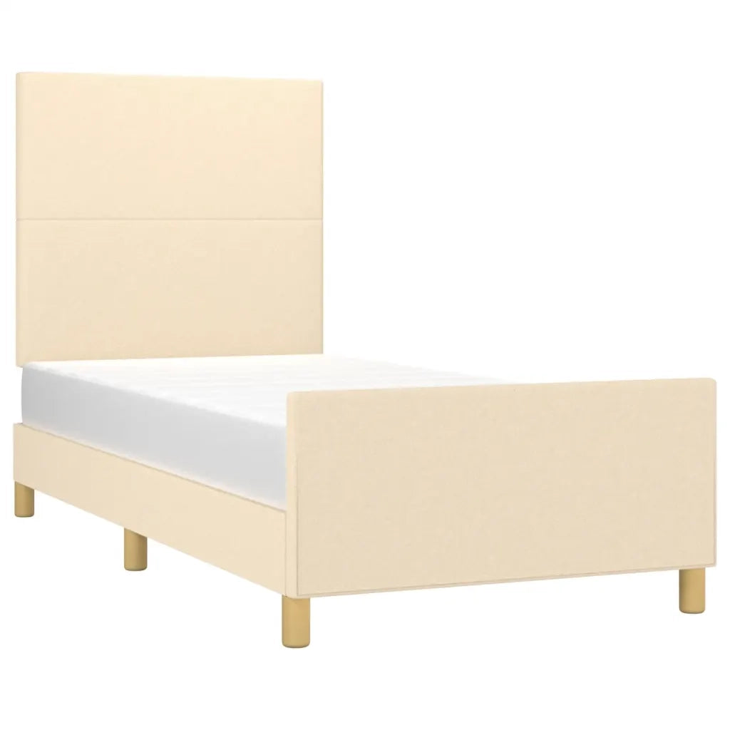 Letto singolo | Letto per adulti | Giroletto senza Materasso Crema 90x190 cm in Tessuto