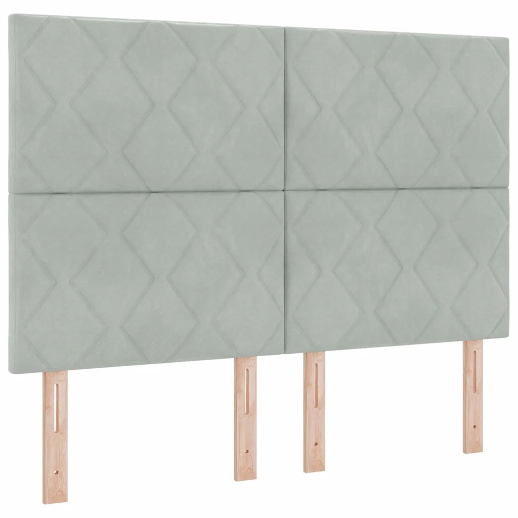 Letto a molle con testiera Grigio chiaro 140 x 200 cm Velluto