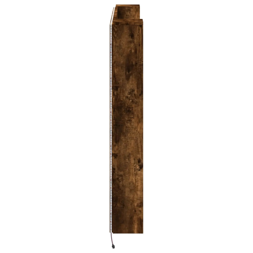 Testiera | Testata con Mobile e LED Quercia Affumicata Legno multistrato