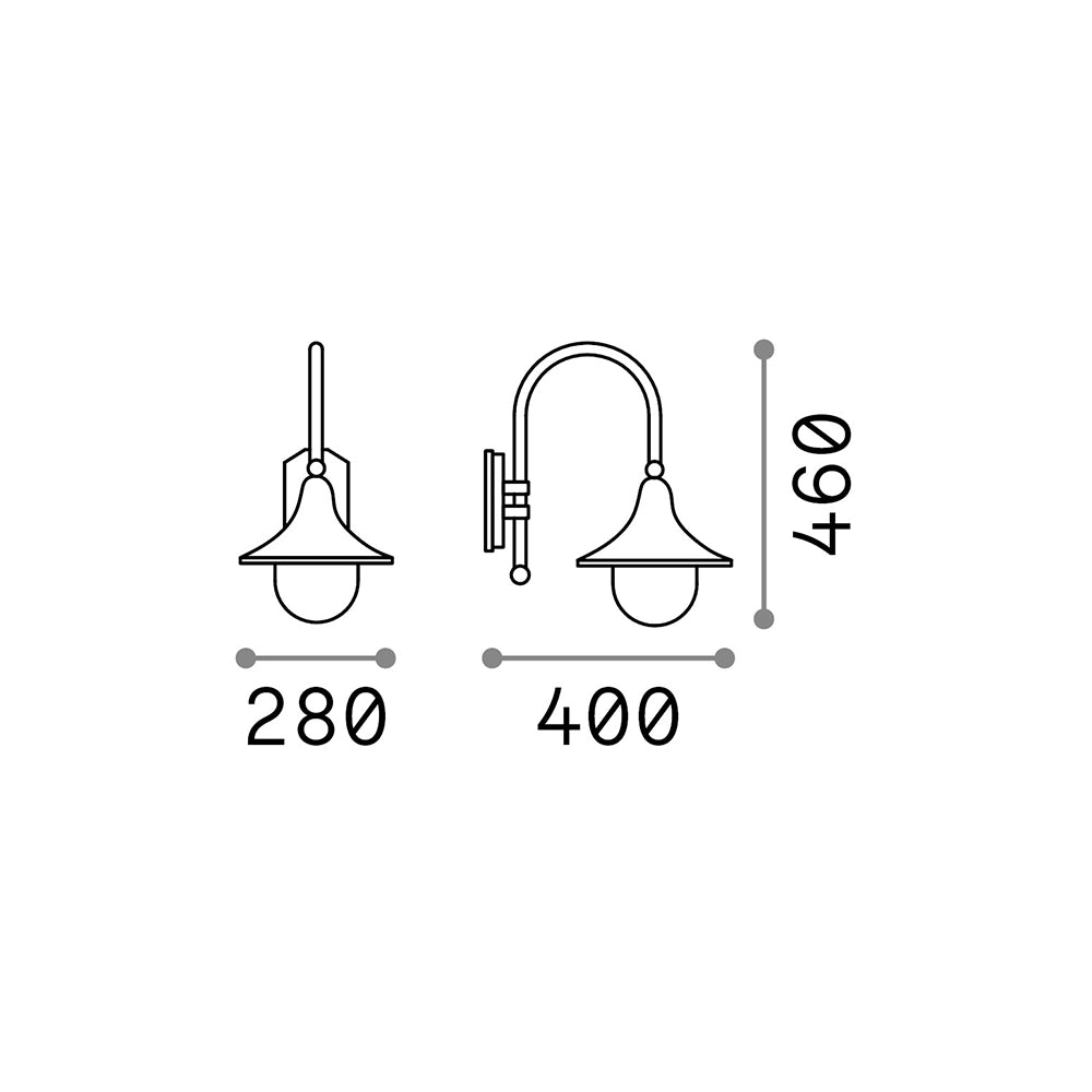 Applique Arco Rustica-Country Cima Alluminio Coffee 1 Luce E27