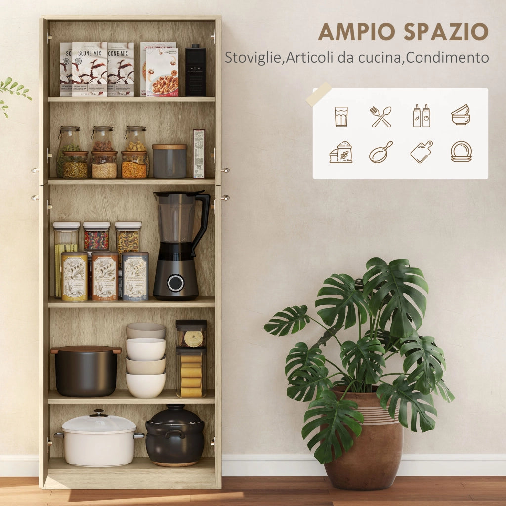 Armadio con Cassetti e Ripiani Regolabili ¨C Minimal ¨C Legno Rovere 59x31x155 cm
