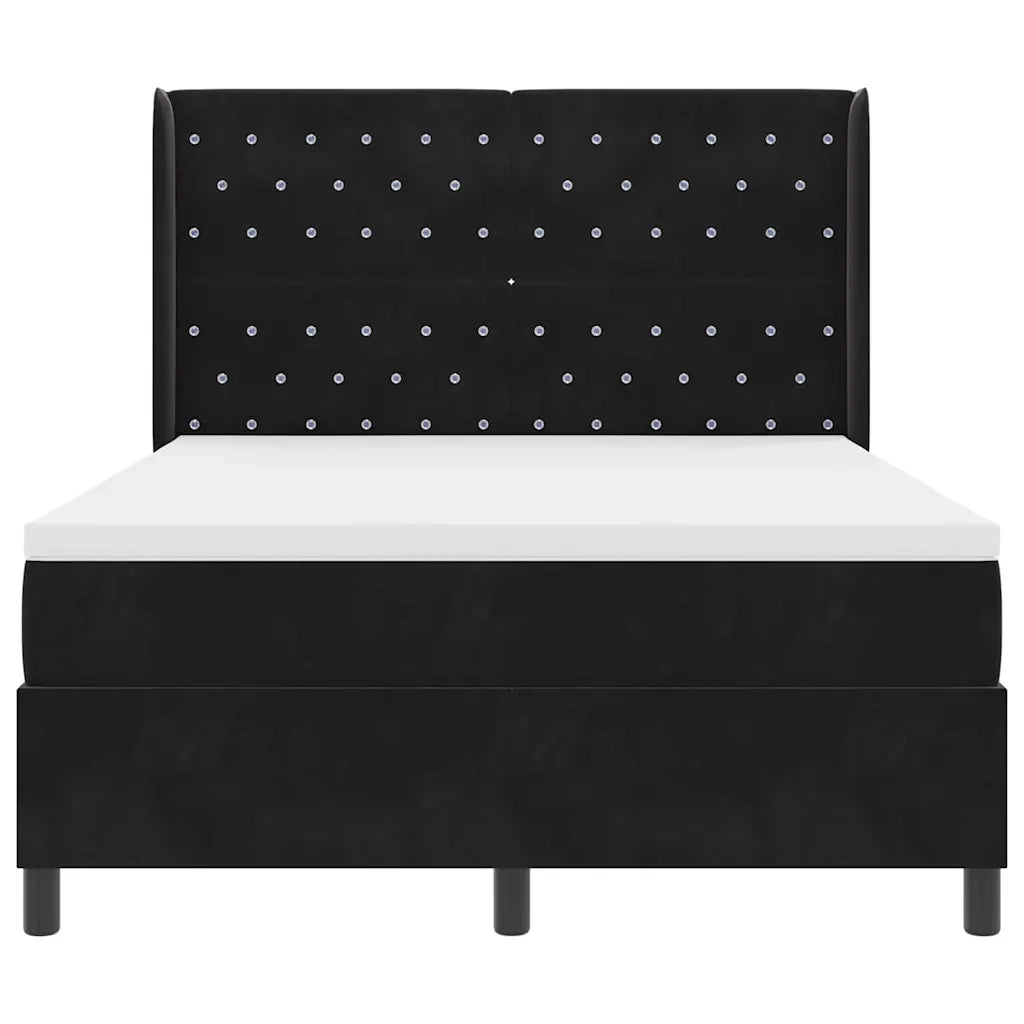 Letto a molle con materasso con led Nero 160 x 200 cm Velluto 3343822