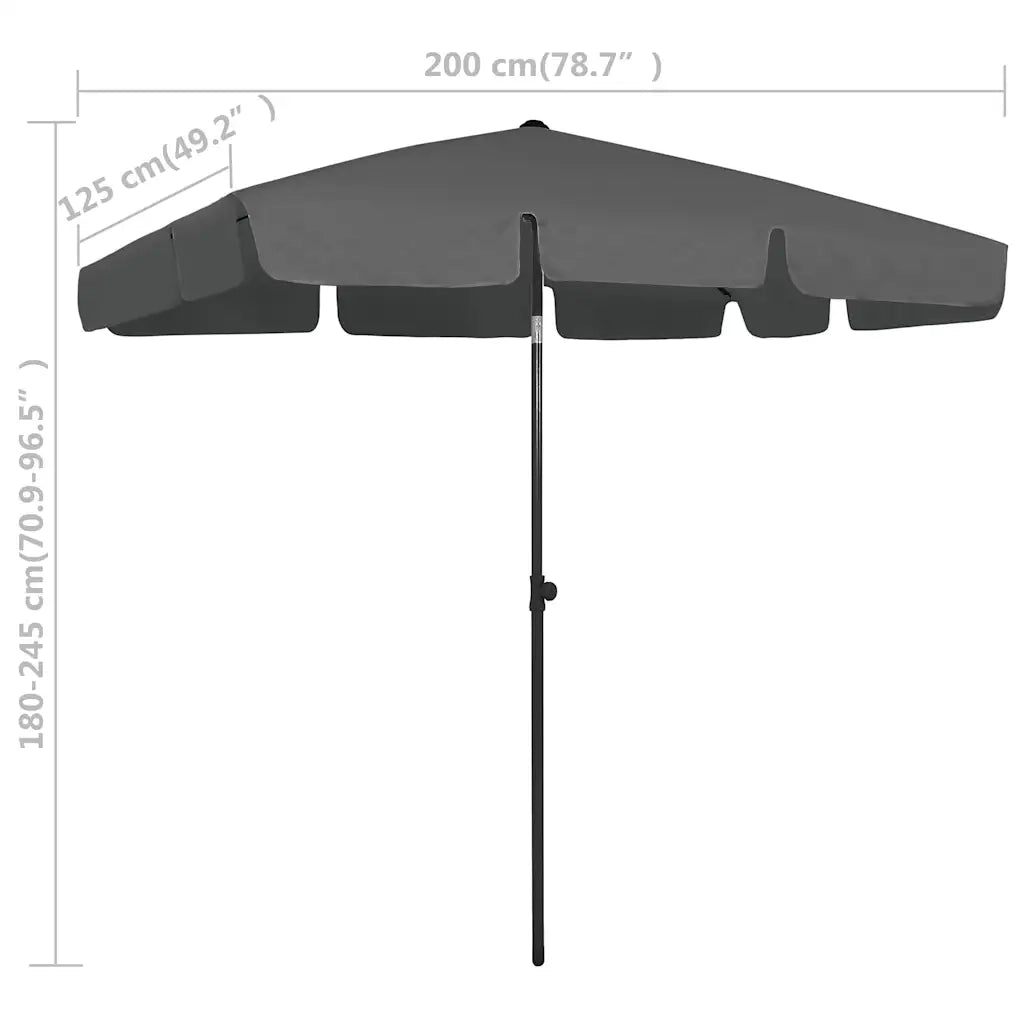 Ombrello | Parasolne da Spiaggia Antracite 200x125 cm