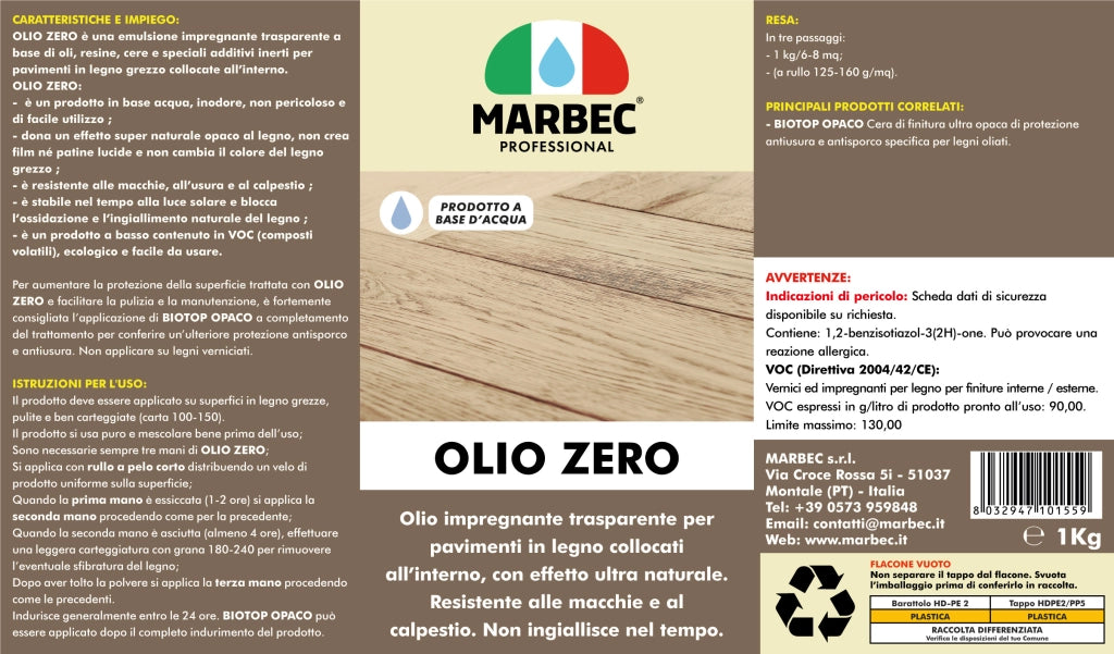 Impregnante legno trasparente OLIO ZERO   1KG