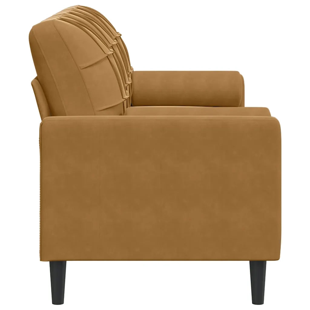 Divano a 3 Posti con Cuscini Marrone 180 cm in Velluto 3278236