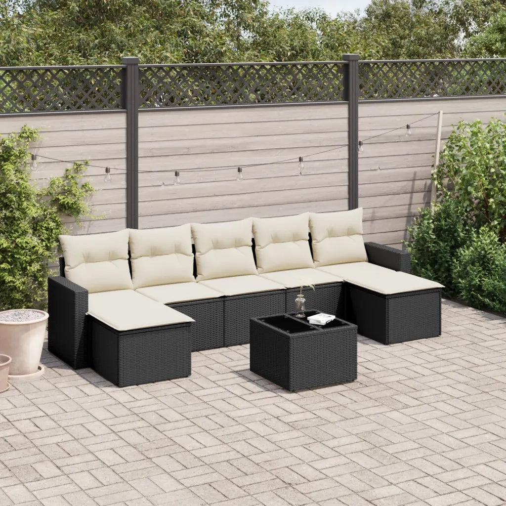 Set Divani da Giardino con Cuscini 8 pz Nero in Polyrattan 3219336