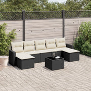 Set Divani da Giardino con Cuscini 8 pz Nero in Polyrattan 3219336