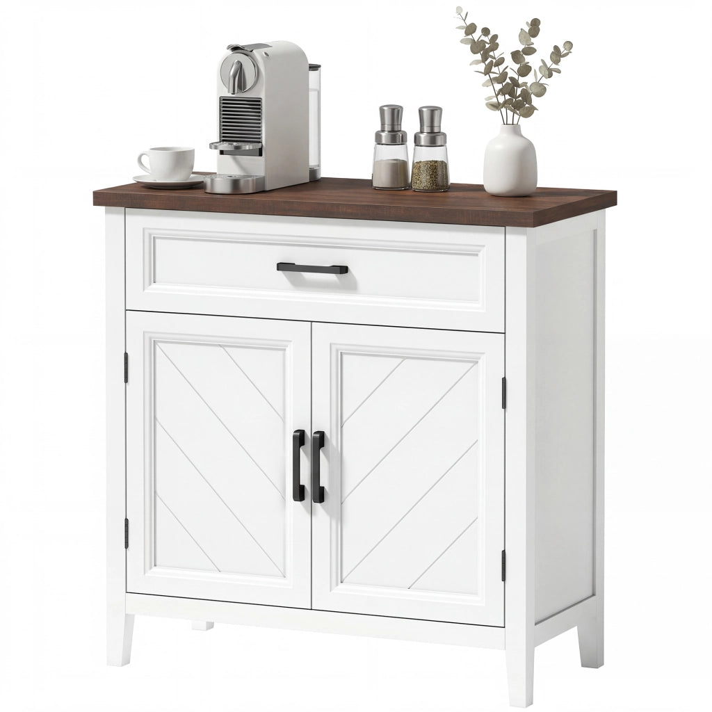 Credenza Moderna Rustico con Ripiano Regolabile. Spazio Contenitore e 2 Ante.