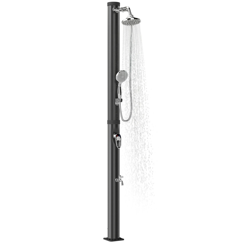Doccia Solare da Giardino 20L con Rubinetto e Mano ¨C Minimal ¨C Nero