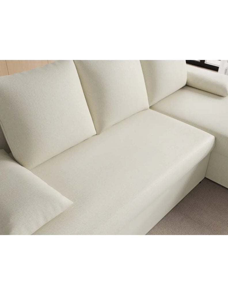 Divano angolare Beige 3 posti convertibile compatto 206x90x146cm GINA