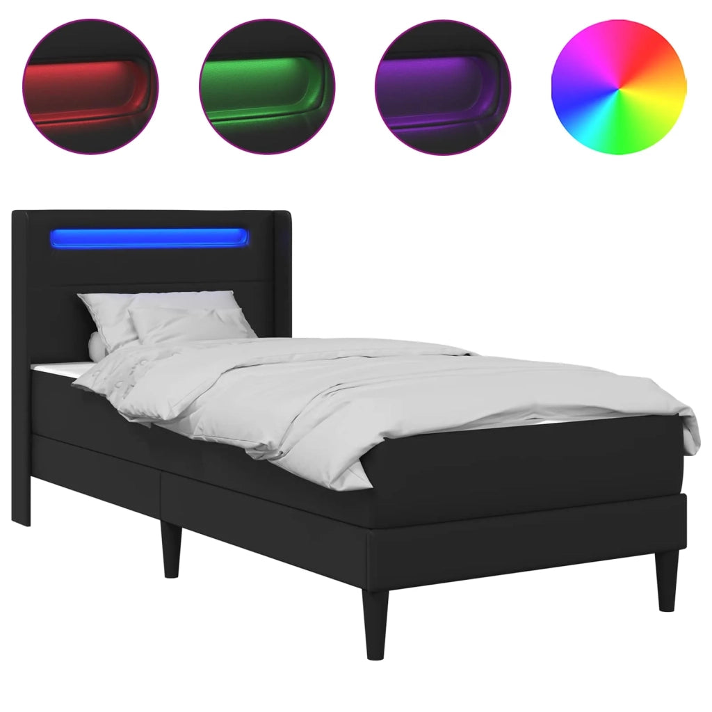 Struttura letto con materasso-Giroletto Nero 100 x 200 cm Similpelle
