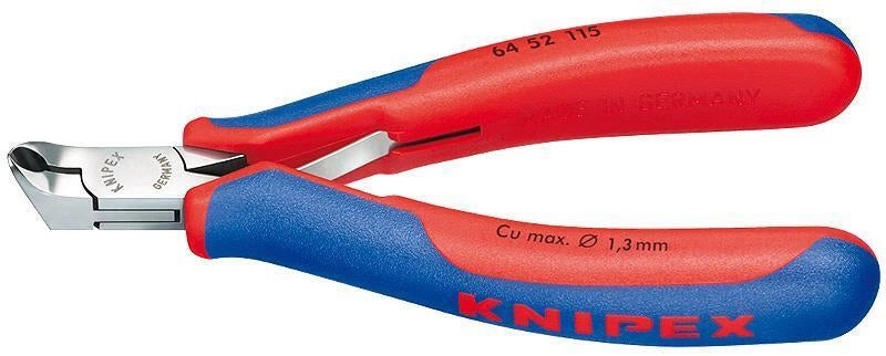 Knipex 64 52 115 Tronchese per elettronica con tagliente frontale inclinato 27° lunghezza 115 mm impugnature multicomponente colore Blu Rosso