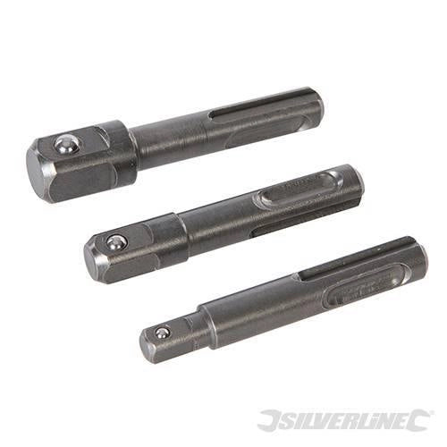Set di 3 adattatori per chiavi a bussola SDS Plus accessori 1/4" 3/8" 1/2"