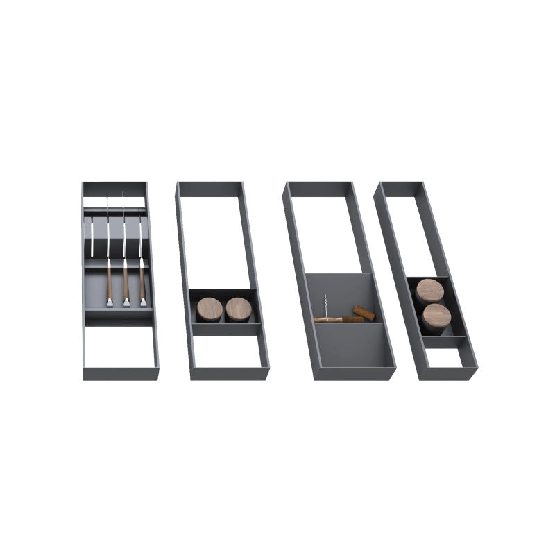 Portapiatti per cassetto Orderbox, 120x470 mm, Alluminio e Tecnoplastica, Grigio antracite